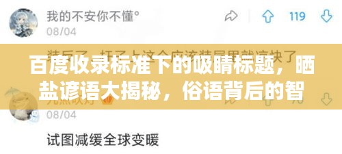 百度收录标准下的吸睛标题，晒盐谚语大揭秘，俗语背后的智慧一网打尽！