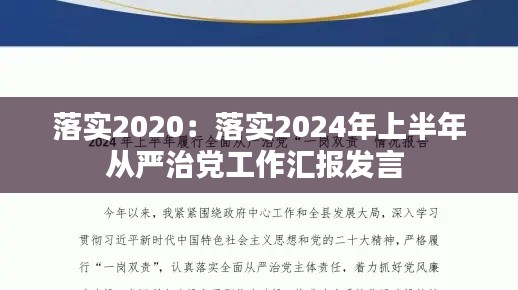 落实2020：落实2024年上半年从严治党工作汇报发言 