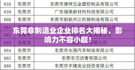 东莞非制造业企业排名大揭秘，影响力不容小觑！